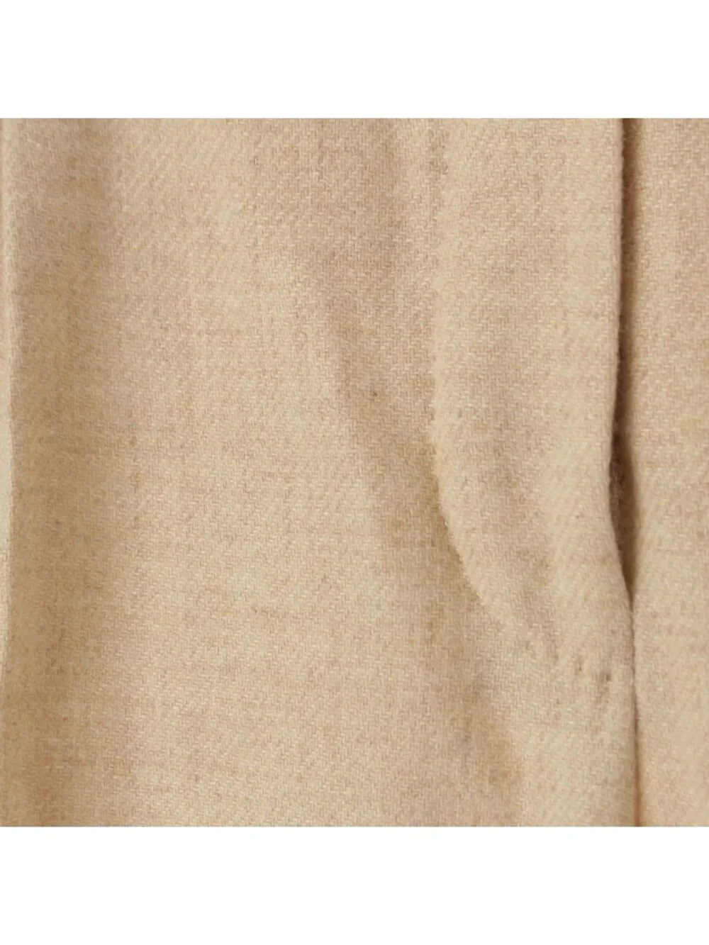 Hermes Gaultier Era Cashmere 2 Tuck Logo Line Wide Trousers Pants Beige